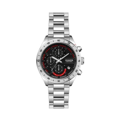 U.S Master Polo Club USM-FD01-SL-BK Date Function Solid Steel Band Men Watch